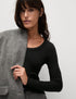 Marks & Spencer "Cotton Rich Ribbed Scoop Neck Top"
